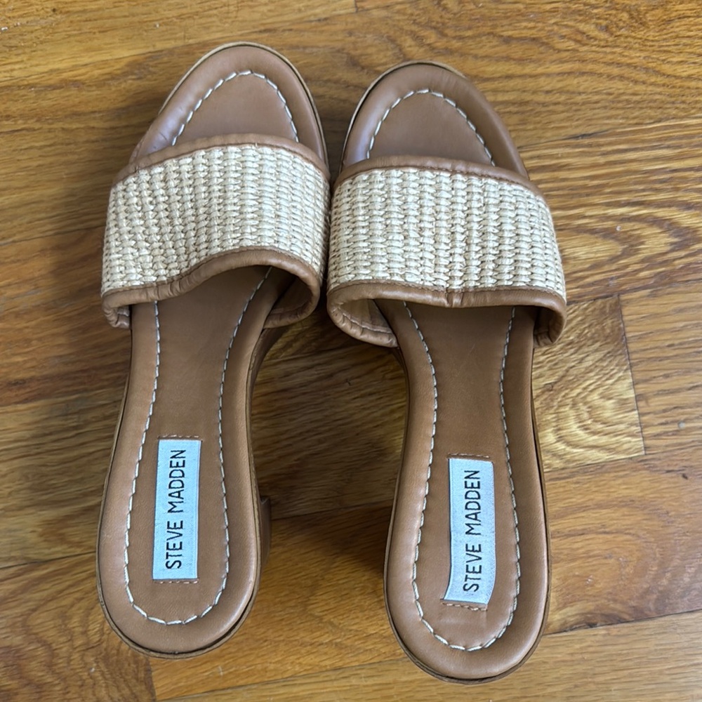 Steve Madden Marisol Platform Sandal in Natural Raffia